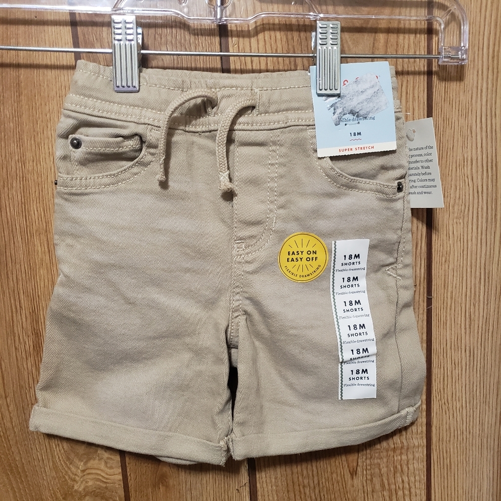 Infant Casual Tan Khaki  Shorts 18M New Stretch Easy On & Off